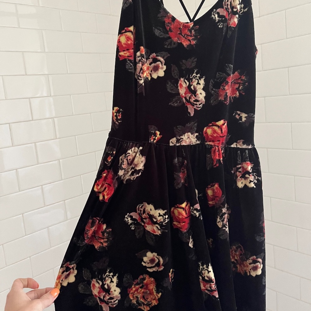 Black Velvet Floral Romper